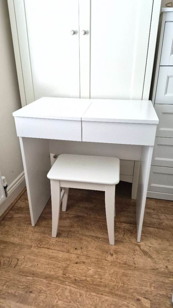 Ikea BRIMNES Dressing table, white, 70x42 cm with FREE Stool
