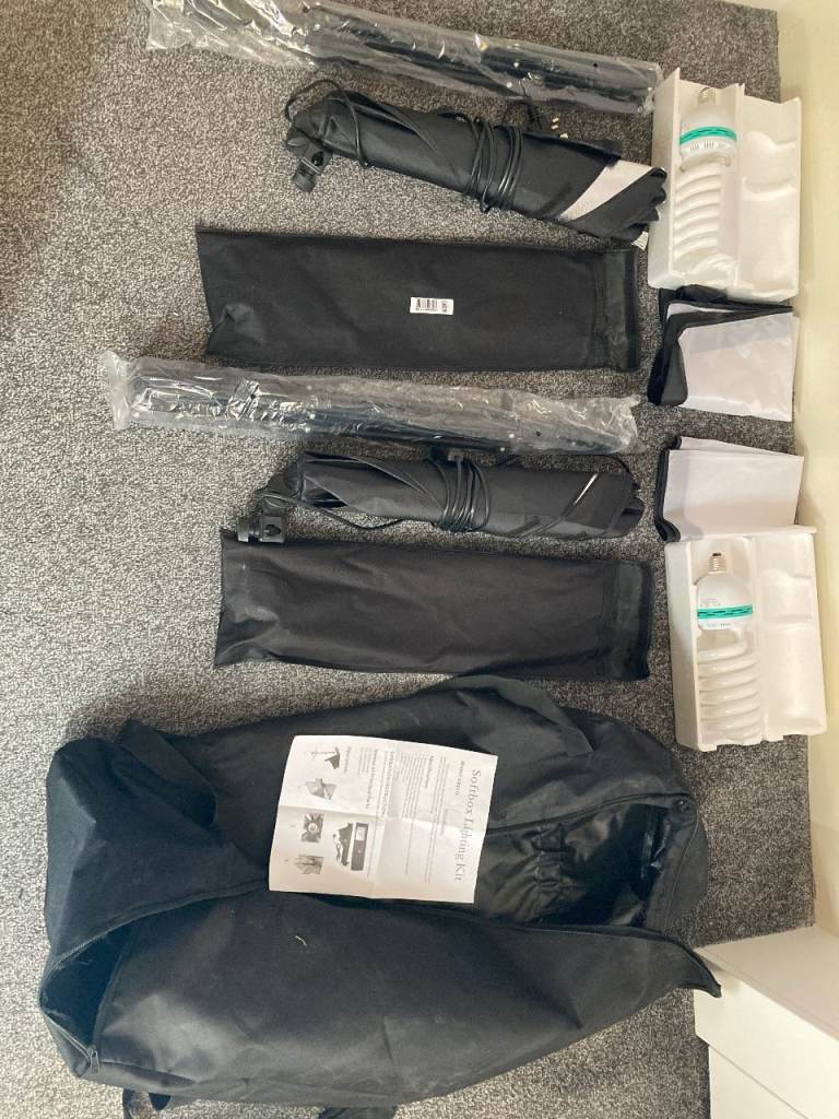 Photography Softbox Lighting Kit with Stands and Bulbs