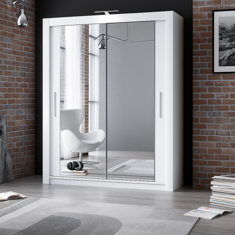 Full Mirrored Sliding Doors Wardrobe Elegant Storage Solution With Durable Design For Home Use