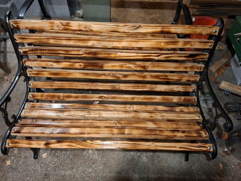 Properly refurbished cast iron bench, summer seat +p/x