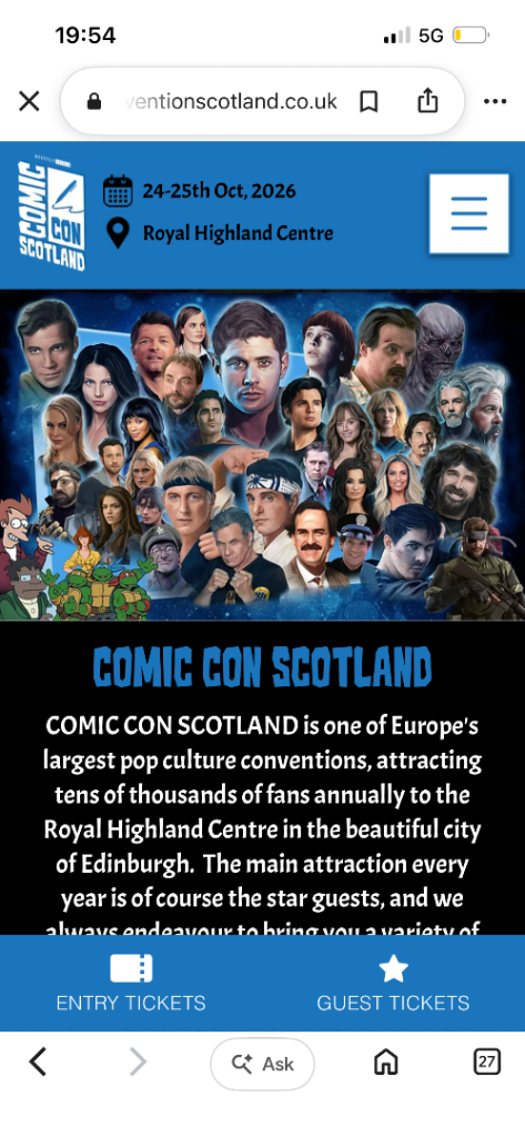 Comic Con Scotland 2026 tickets