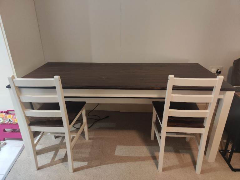 image for Solid Pine Wood Dining Table X-Large 5 chairs & 1 bench
