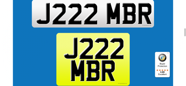 J222 MBR private cherished personalised personal registration plate number 
