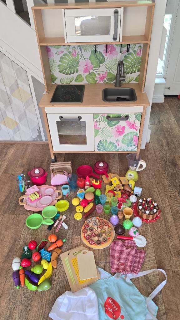 Ikea wooden play kitchen for kids with lots of accessories 