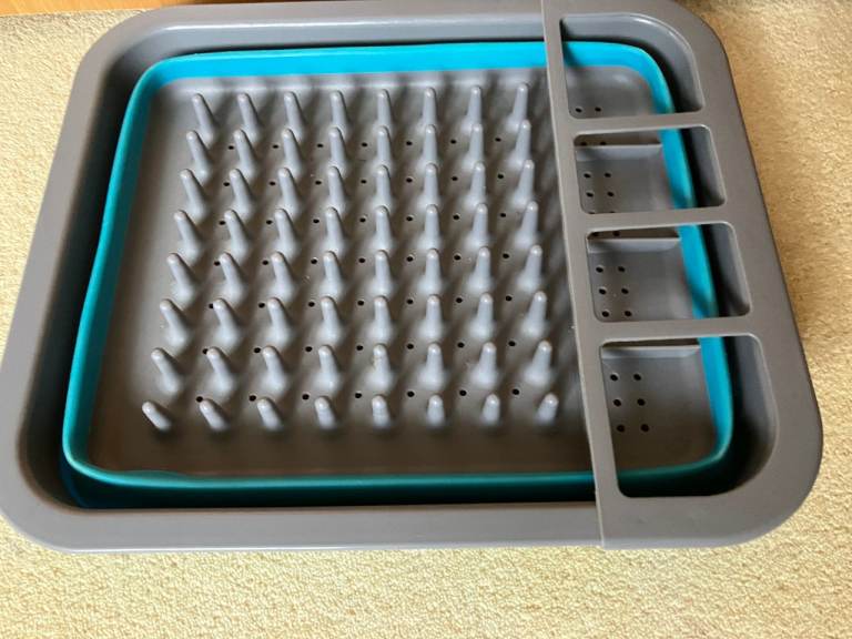 Collapsible Dish Drying Rack - Grey & Blue, Good Condition
