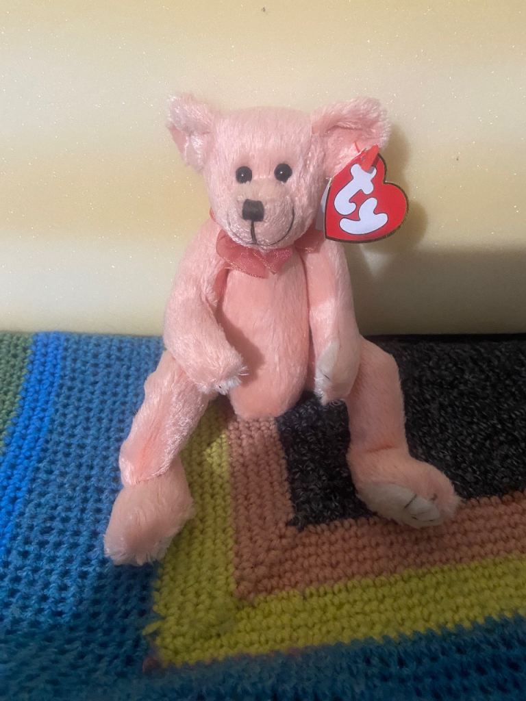 mint new   Ty Beanie Babies Hayes The Pink Bear 1993 Extremely Rare