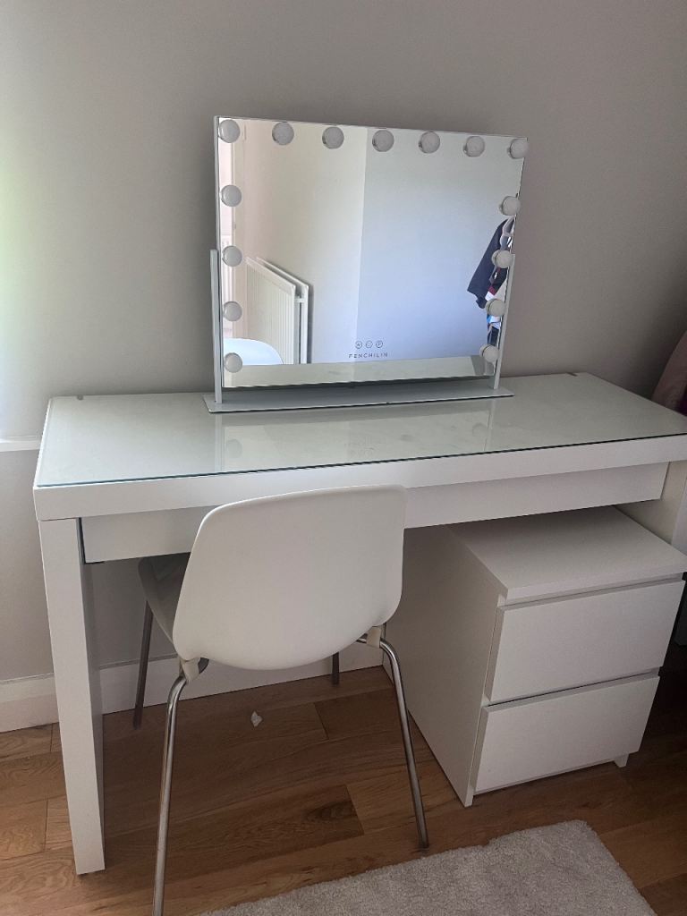 Ikea white malm desk dressing table - items also sold separate - please see description 