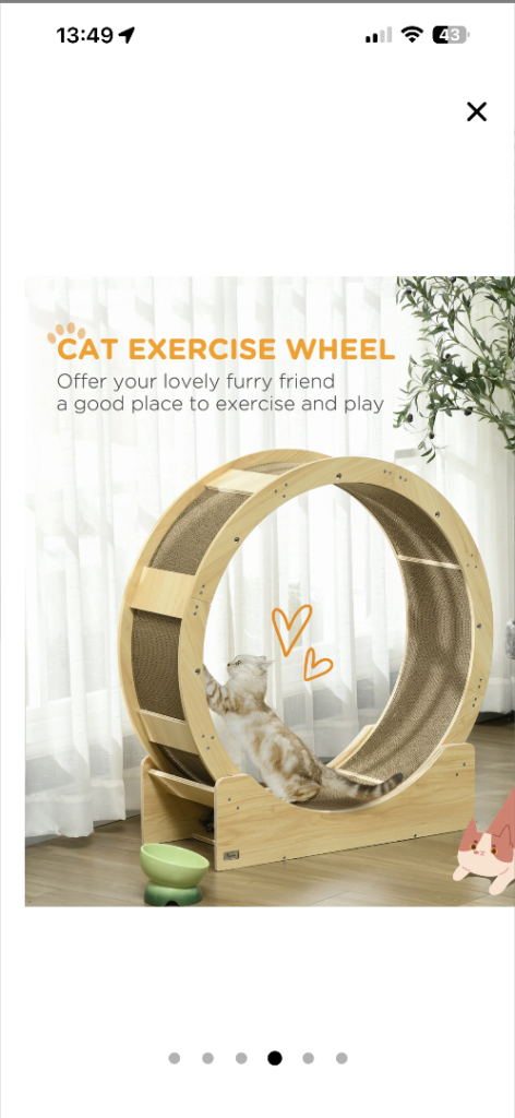 Pawhut Cat Treadmill, Cat exercise Wheel
