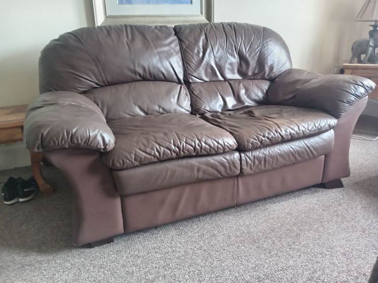 2 seater brown leather 