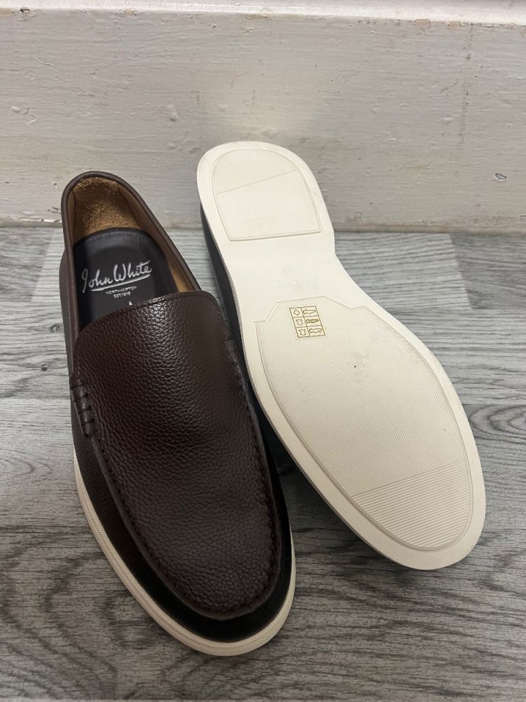 John White Brown Leather Loafers - NEW