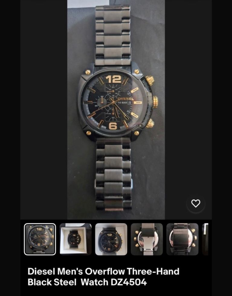 Diesel Men's Overflow Three-Hand Black Steel Watch DZ4504, £70.00 for Sale