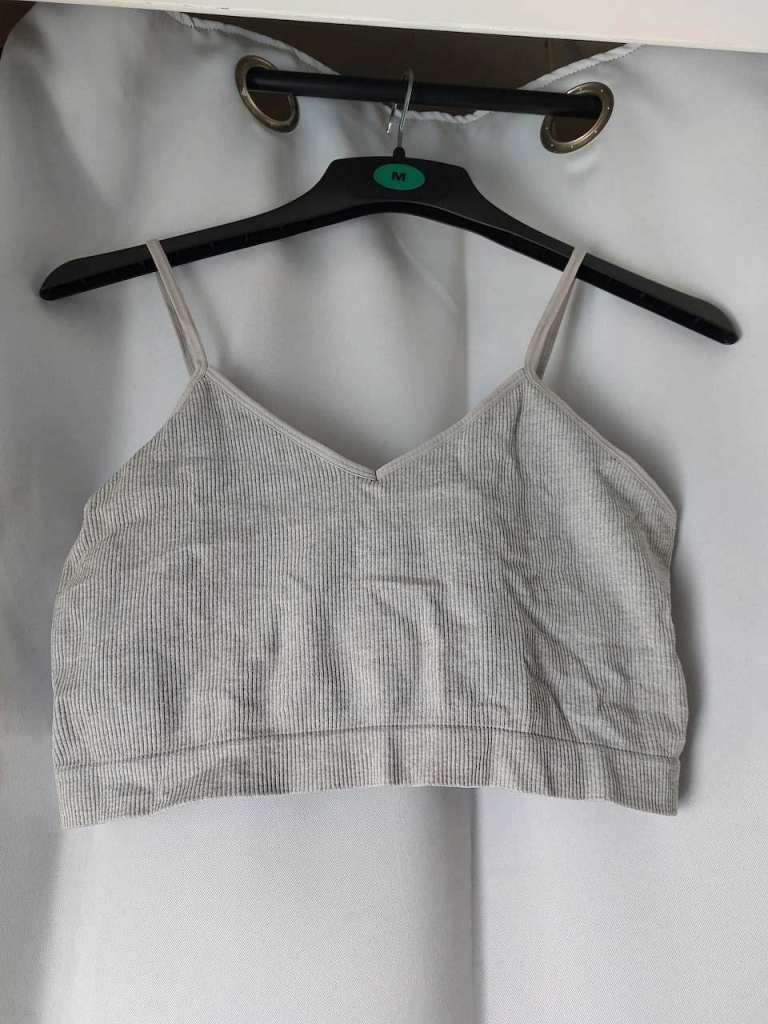 Light Grey Ribbed Crop Top/Sports Bra