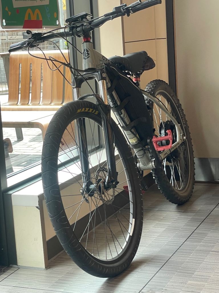 Electric Mountain Bike – White Frame, Good Condition