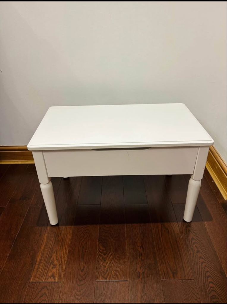 White Kids' Storage Table/Desk with Lid – Good Condition
