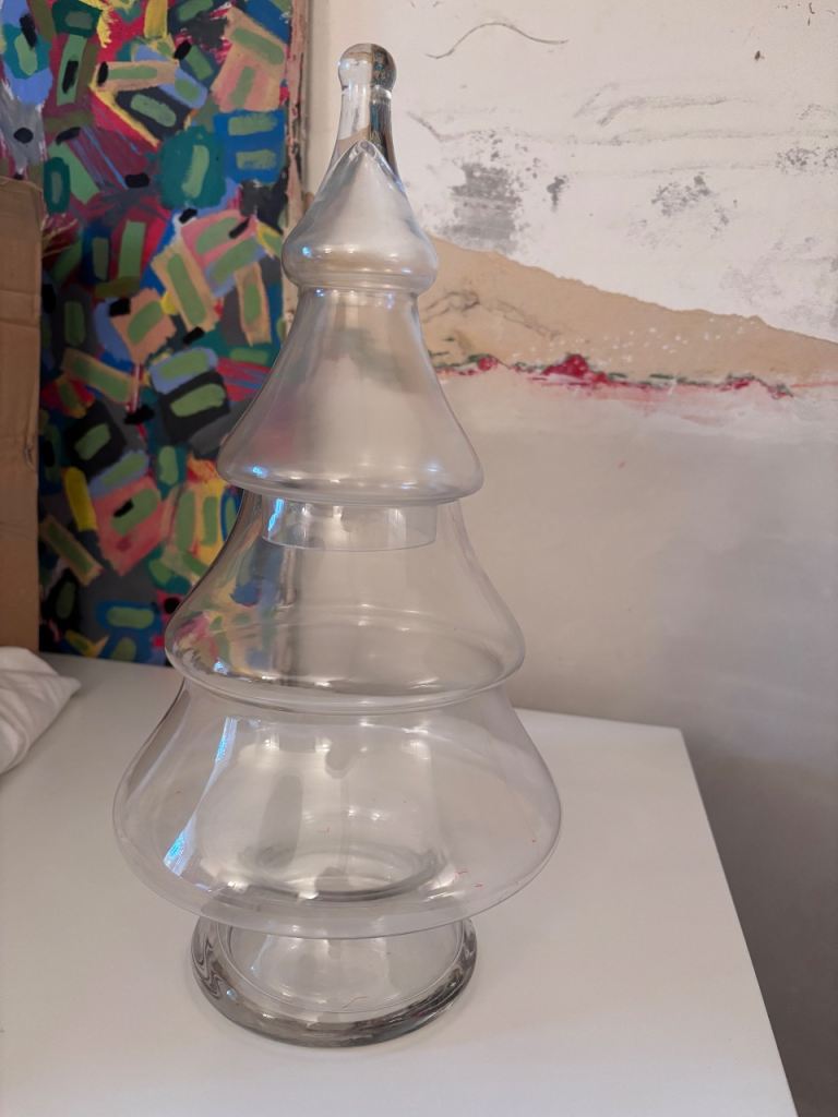 Clear Glass Christmas Tree Shaped Jar – As Good As New