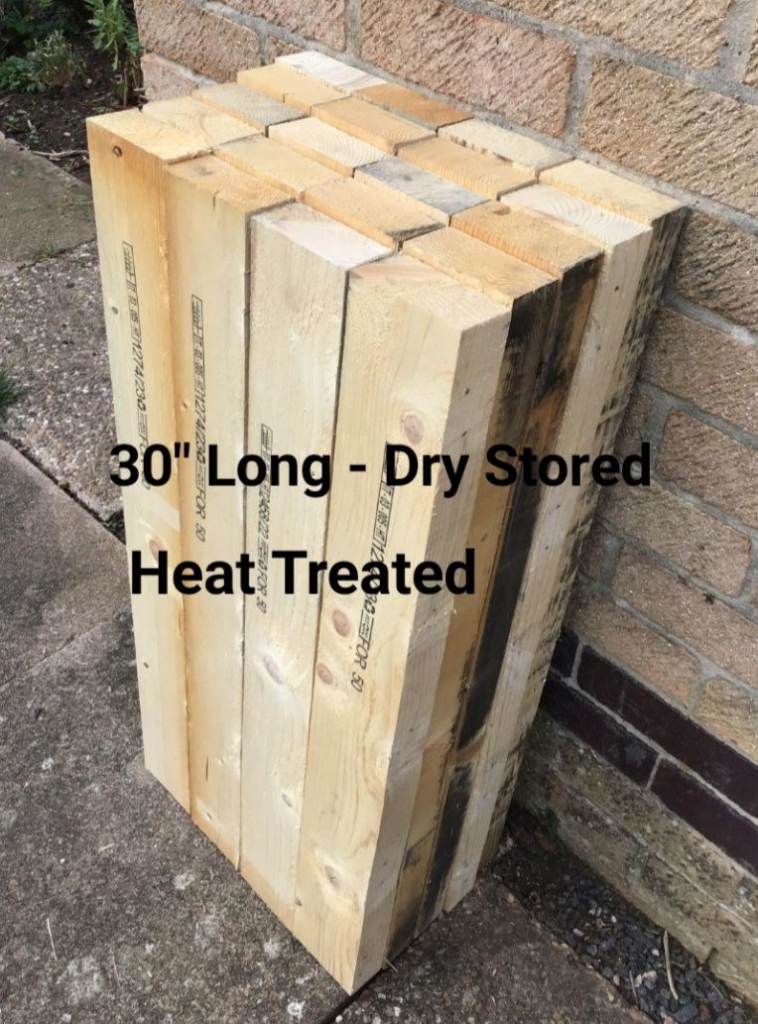 2x4 Wood Timber Posts 30" Long Reclaimed Pallet Wood Craft Projects Heat Treated £1.50 Each 