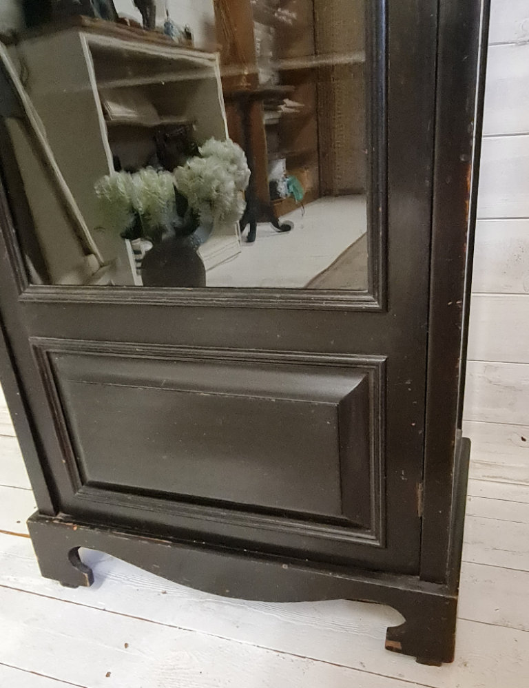 Antique Cupboard Glazed Front, Drawer, Shelves & Working Lock