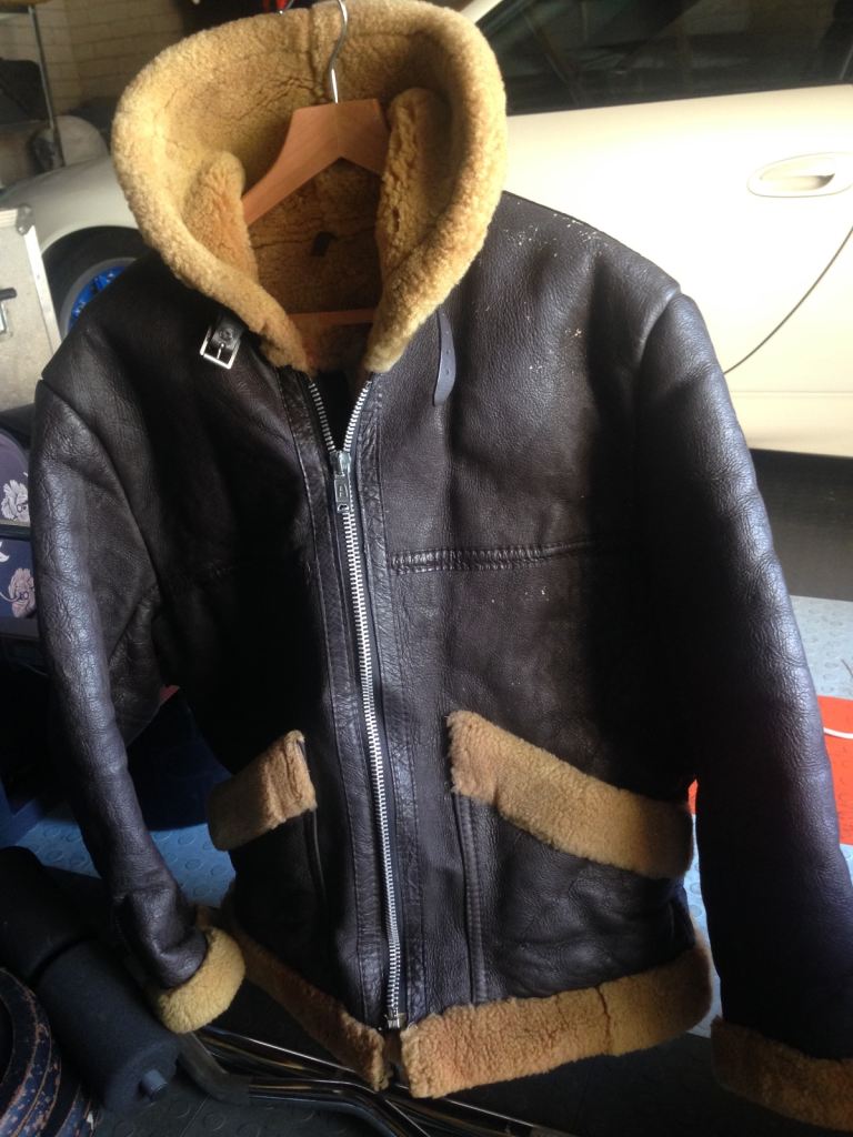 Vintage Leather Sheepskin Aviator flying jacket XL