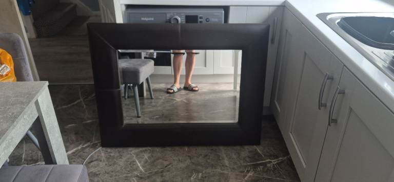 Mirror with leather surround/frame 