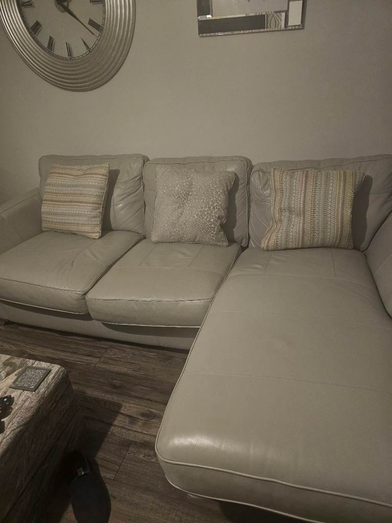 Grey leather couch