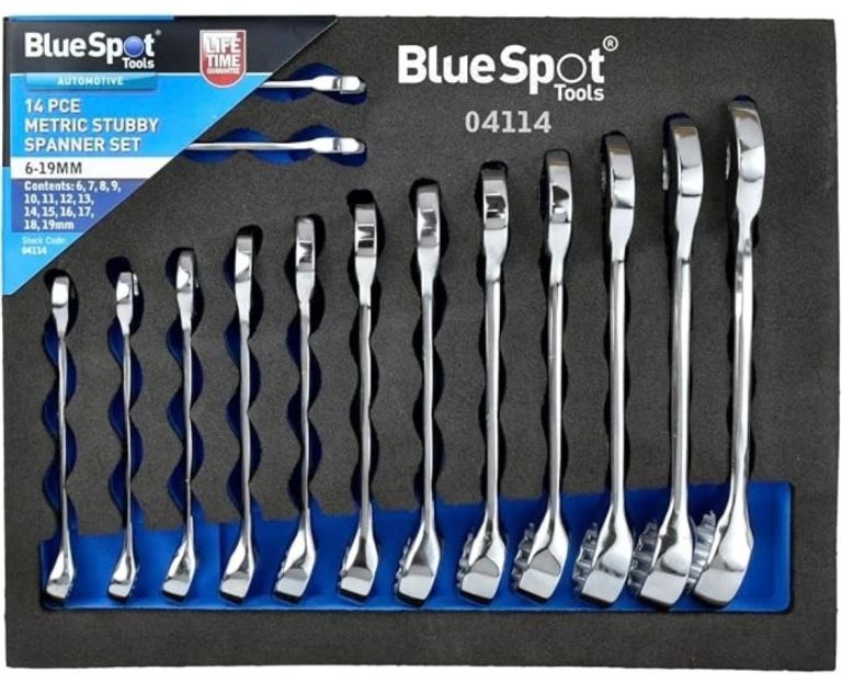 Blue Spot 14 PCE Metric Stubby Spanner Set 6-19mm – New
