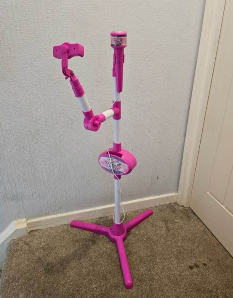 Kids Pink Microphone Stand with Phone Holder – Good Condition | in ...