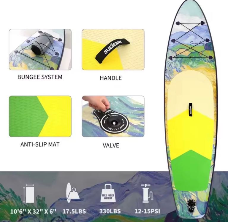 Susiebay Inflatable Paddle Board SUP with Full Accessories - New