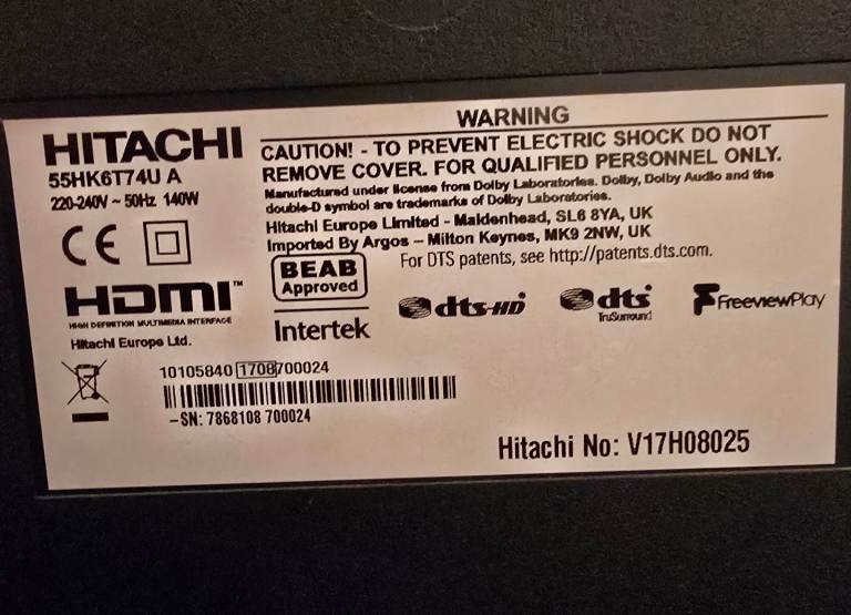 55" TV HITACHI + SHELF