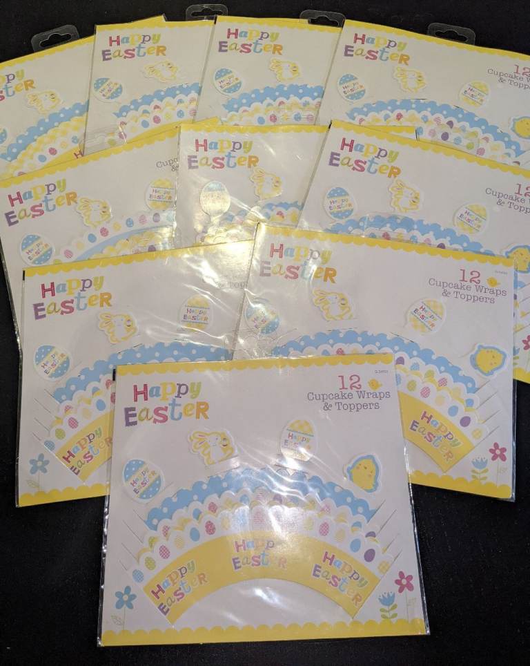 5 x 12 Pack Easter Cupcake Wraps & Toppers. 