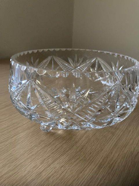 Vintage Large Heavy Crystal Footed Fruit Bowl