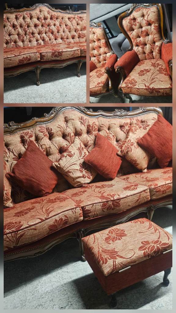 New French carved 4 piece sofa set 