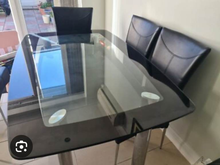 FREE Black Glass Dining Table with Metal Legs