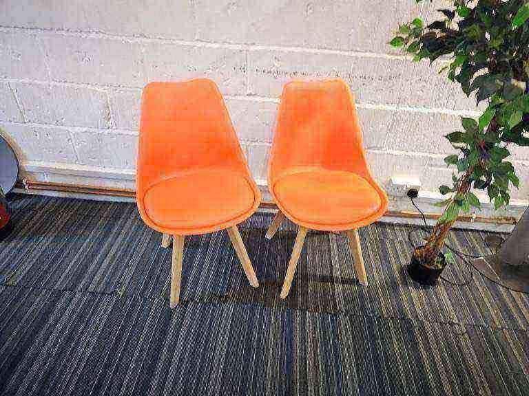 Set of 2 Eiffel Style Plastic Dining Chairs in Coral orange by Mmilo