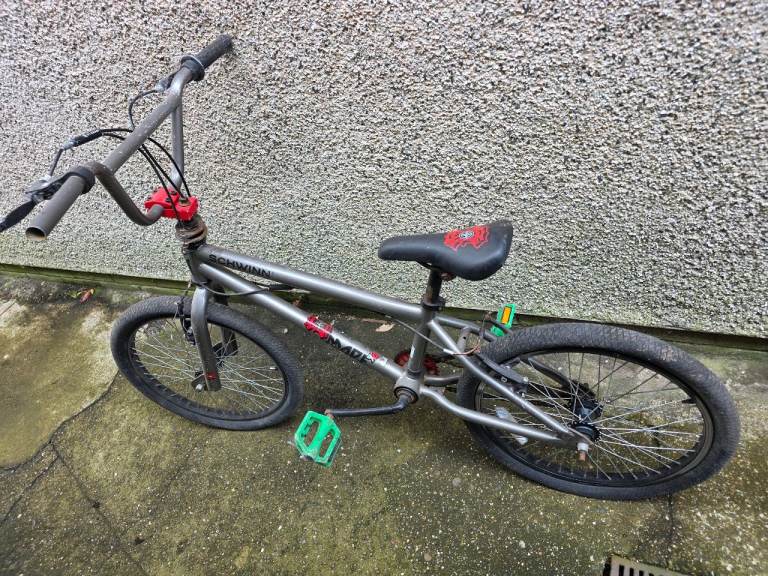 BMX Bike - Grey with Green Pedals, Fair Condition