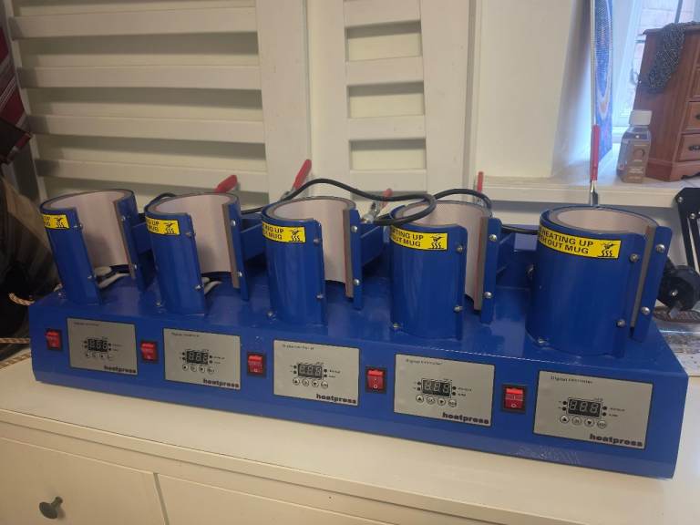 Professional 5 Station Mug Heat Press + 50 Mugs & Gift Boxes – Excellent Condition