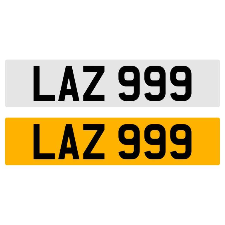 LAZ 999 NUMBER PLATE NUMBERPLATE REGISTRATION CHERISHED DATELESS NORTHERN IRISH NI