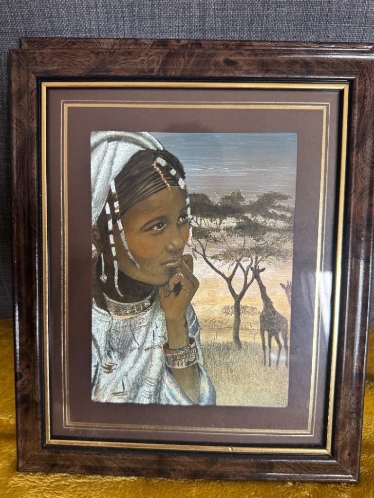 Framed African Woman Painting - Decorative Wall Art