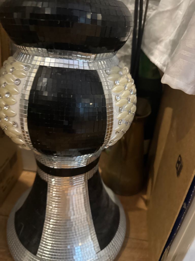 Decorative Floor Vase - Black, Silver and Pearl