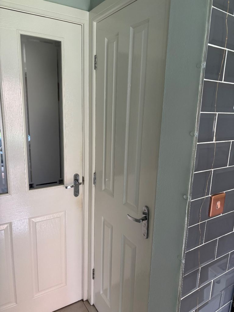 Internal 4 panel wood door 78 by 24inch with chrome handles