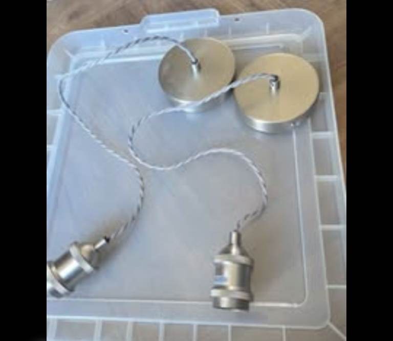 Pair of Silver E27 Max 60W Light Fittings