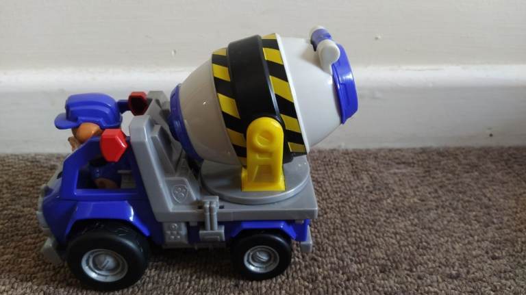 Rubble & Crew, Mix’s Cement Mixer Toy Truck with Action Figure and Movable Construction Toys