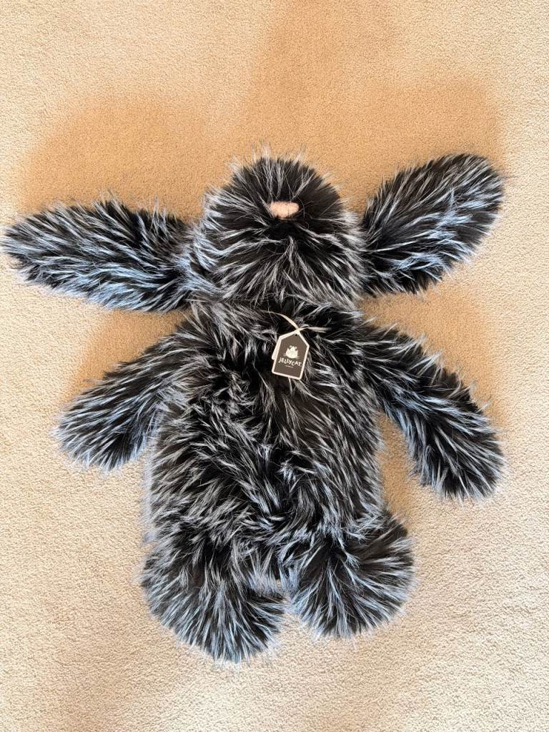 Jellycat Inki Bunny Big Plush Soft Toy - Black/Grey, With Tags