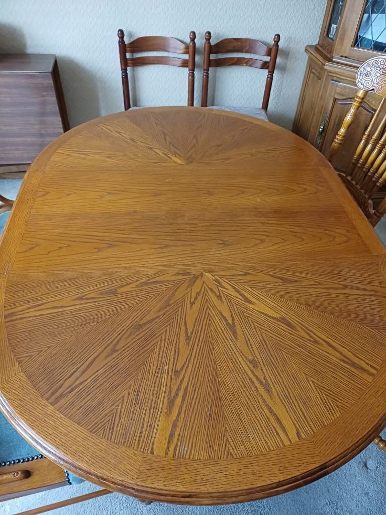 Hardwood dining table and 4 cushioned chairs