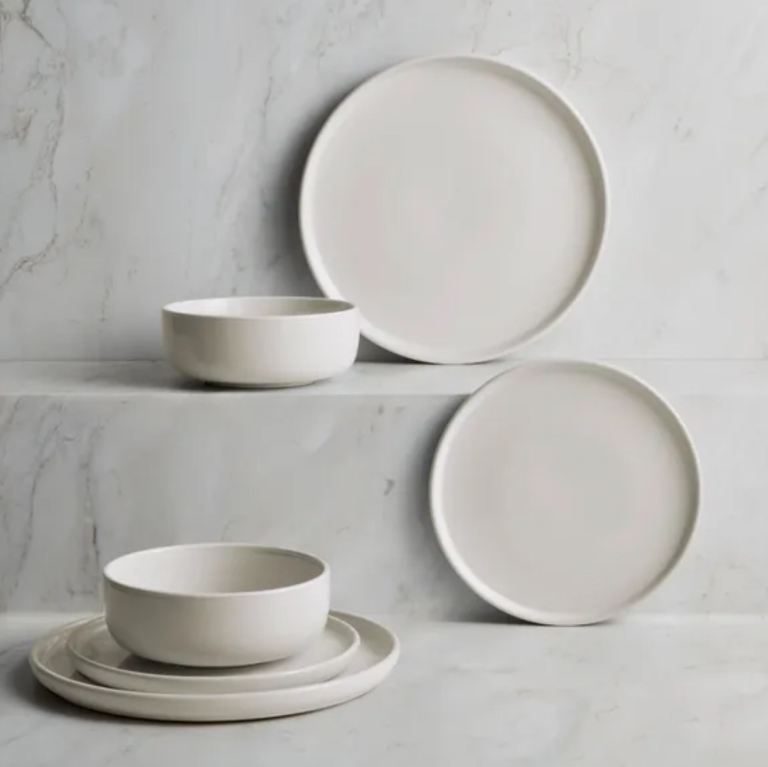 White Stacking 12 Piece Dinner Set