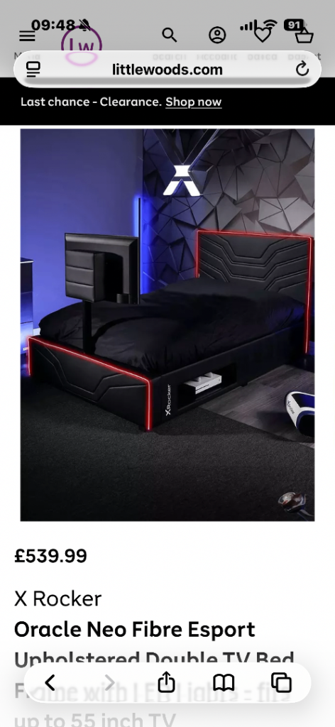 Double TV bed frame