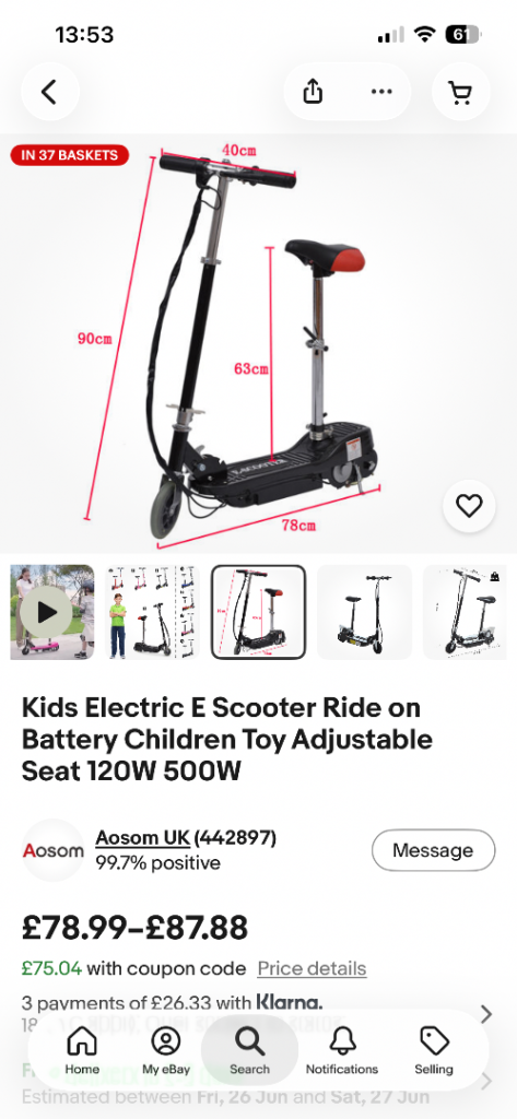 Kids electric scooter 
