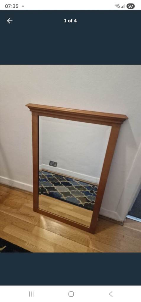 Brown Wood Framed Mirror - Good Condition