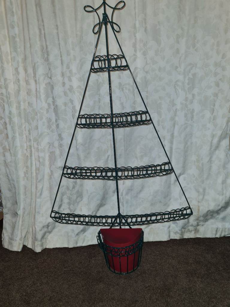 Metal Christmas Tree Freestanding Card Holder or Can Be Wall Mounted
