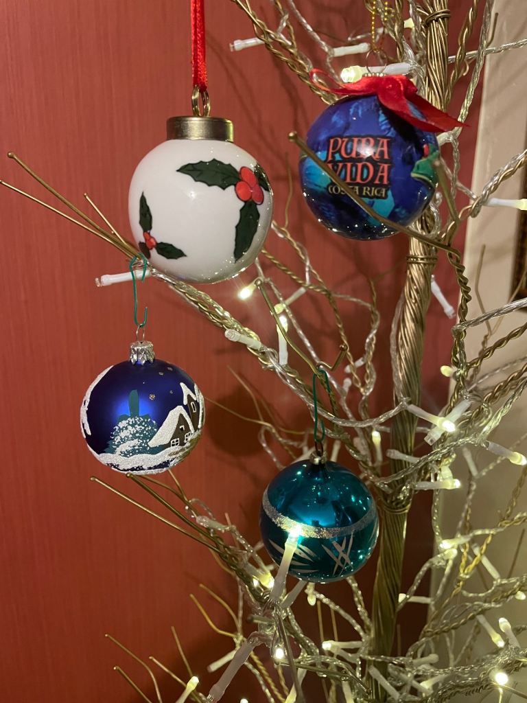 4 Blue Heavy GlassChristmas Tree Baubles Decorations Ornaments Xmas