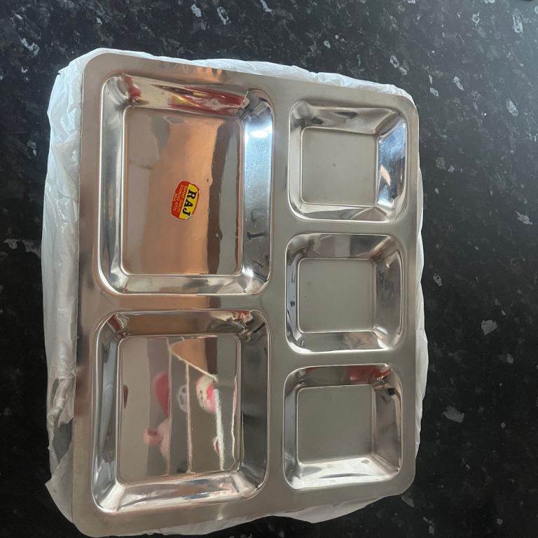 NEW! Indian Stainless Steel Tray - Multi-Sectioned for Meals